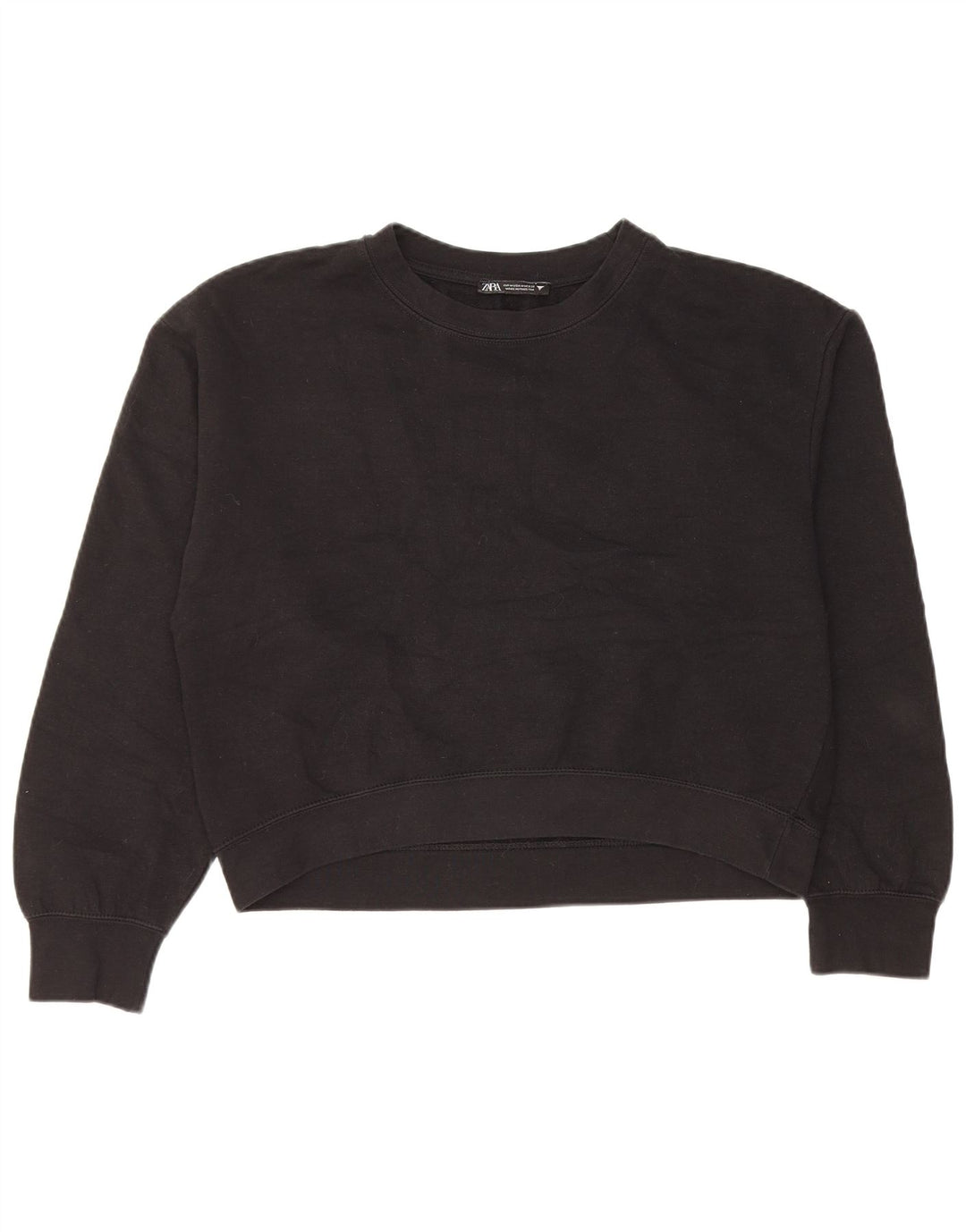 Zara Mujer Crop Sudadera Jumper UK 44 Mediano Negro Poliéster