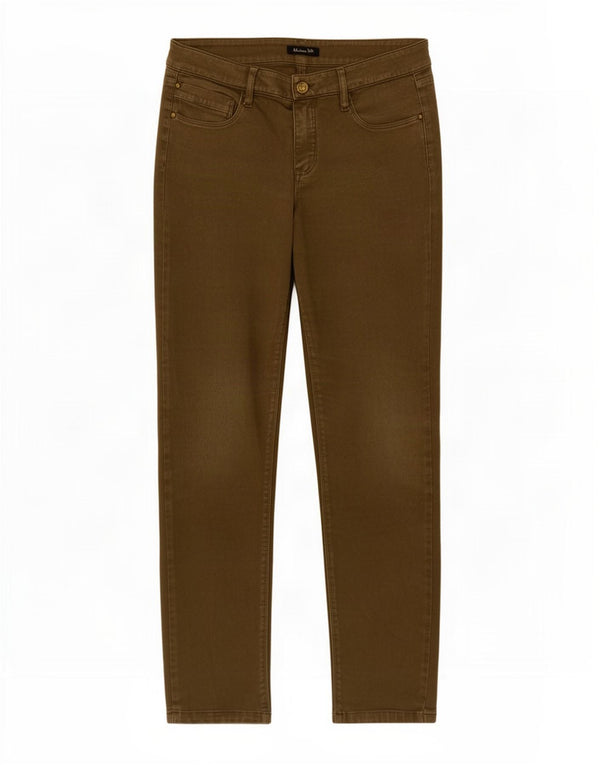 Massimo Dutti Vaqueros Crop Slim para Mujer EU 40 Medium W30 L28 Algodón Caqui