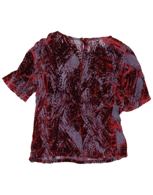 Blusa vintage con patrón abstracto para mujer Top IT 46 Viscosa grande de color burdeos