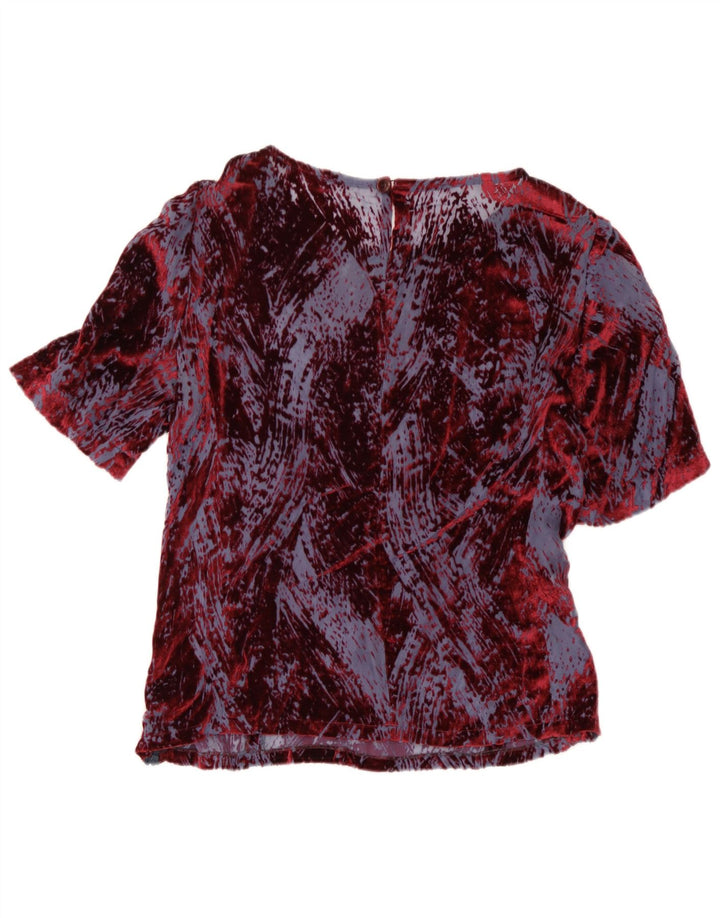 Blusa vintage con patrón abstracto para mujer Top IT 46 Viscosa grande de color burdeos