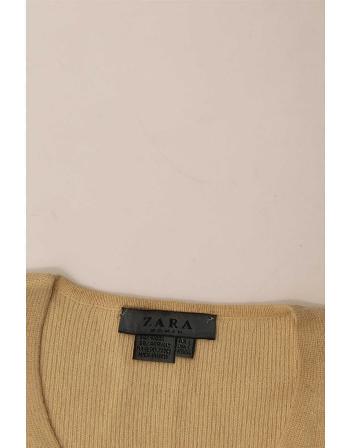 Zara Mujer Jersey con Cuello en V Jersey UK 46 Large Lana Beige