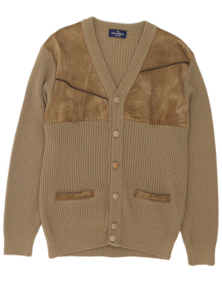 Malagrida Cárdigan para Hombre Suéter Grande Lana Beige