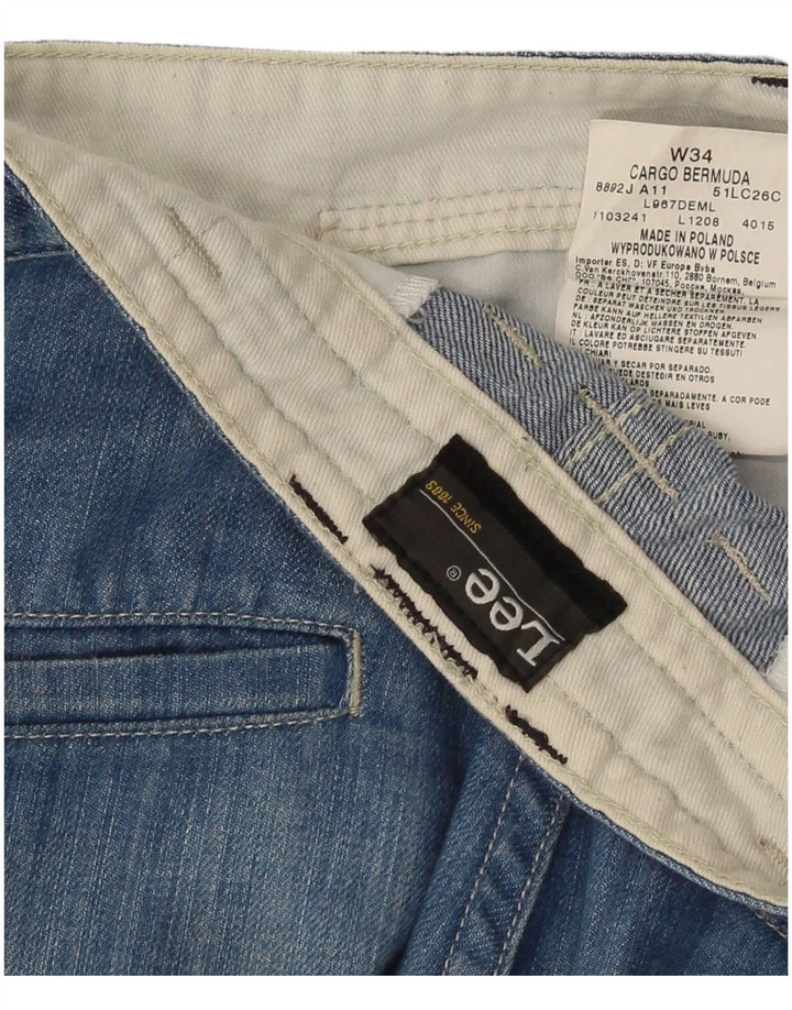 Lee Mens Bermudas Cargo Shorts W34 Grande Algodón Azul