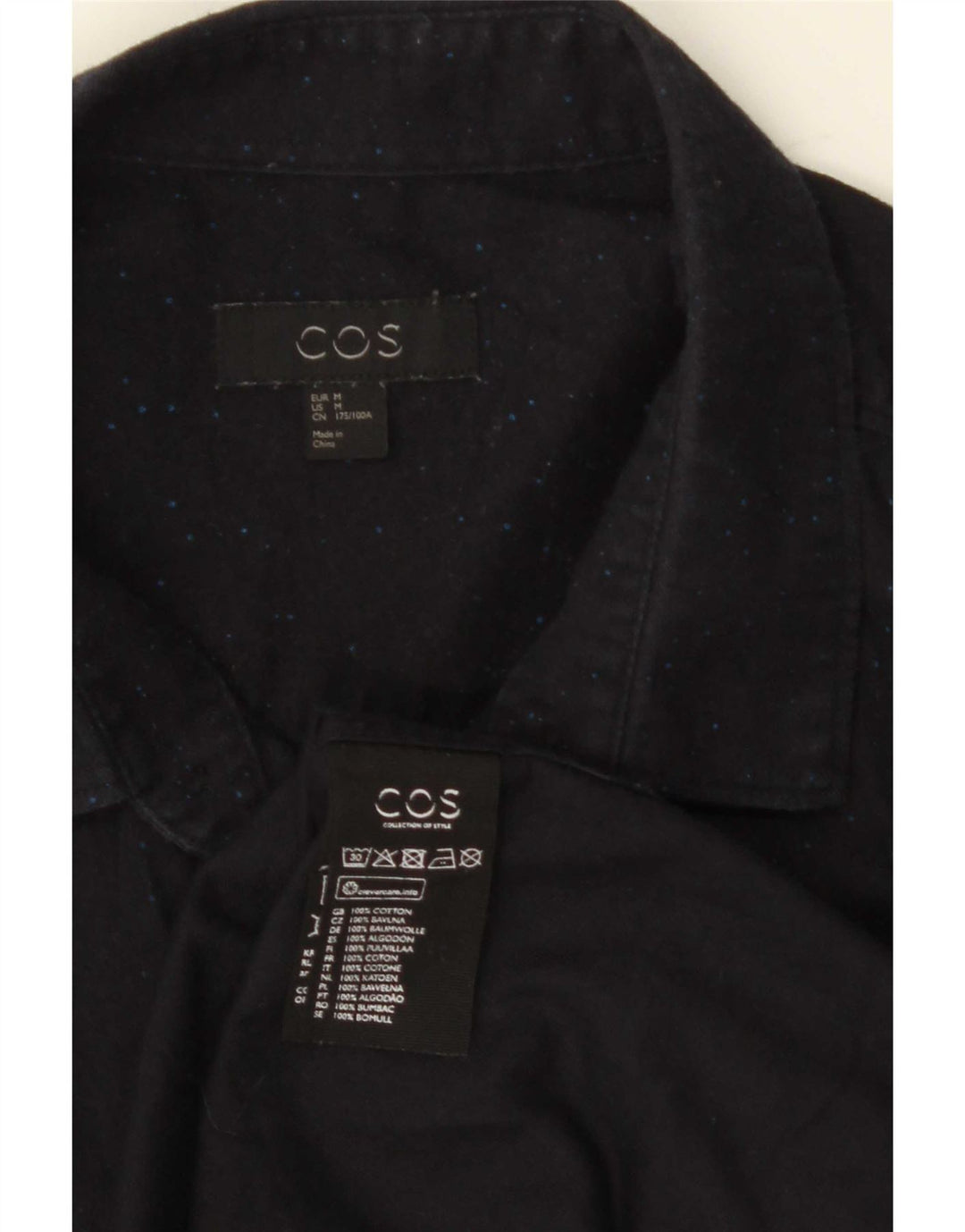 Camisa Cos para hombre de algodón moteado azul marino medio
