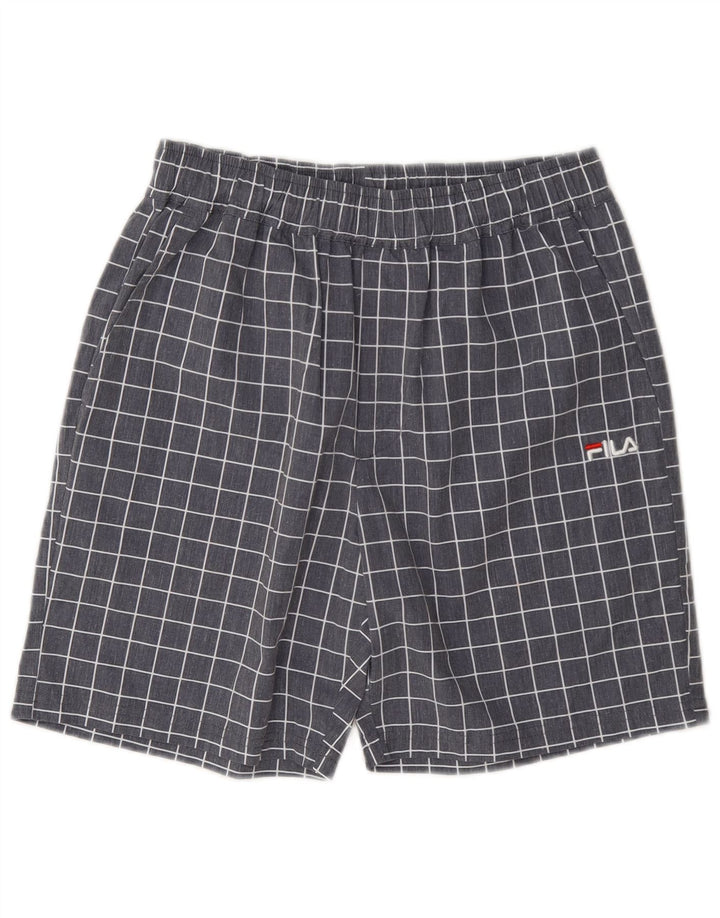 Fila Shorts deportivos para hombre XS Gris Cuadros Poliéster