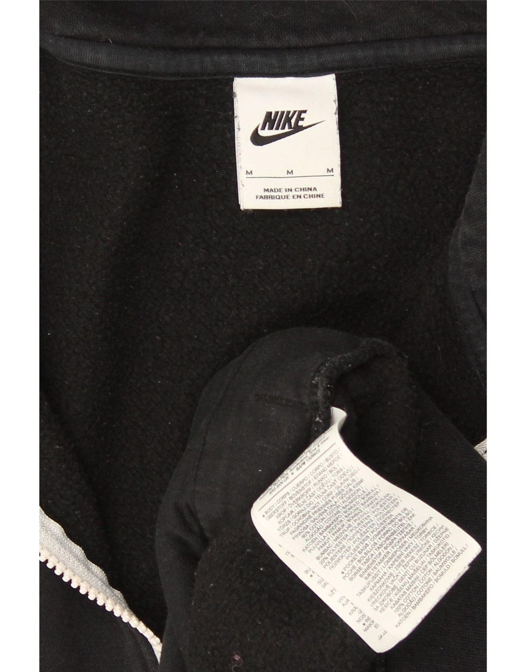 Nike Sudadera con cuello con cremallera y jersey de algodón negro mediano para hombre