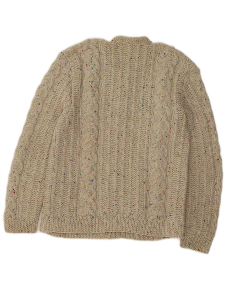 Vintage mujer Cardigan suéter Reino Unido 14 medio beige moteado