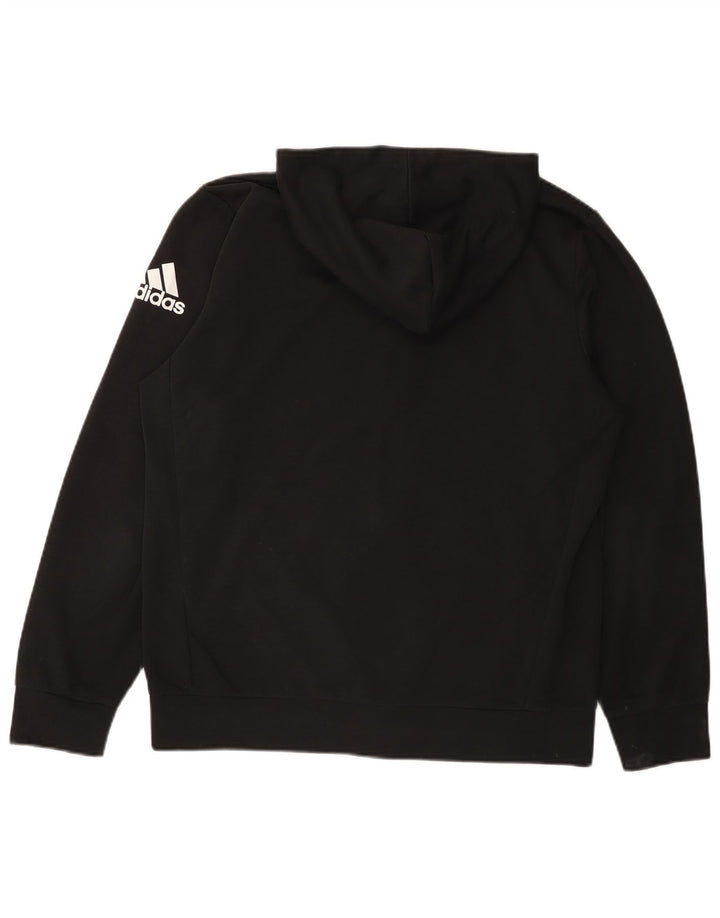 Adidas - Sudadera con capucha y cremallera para hombre, tamaño grande, poliéster negro