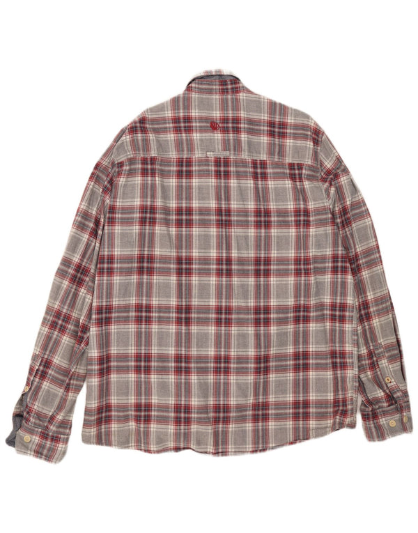 Camisa de franela para hombre Fat Face XL de algodón a cuadros grises