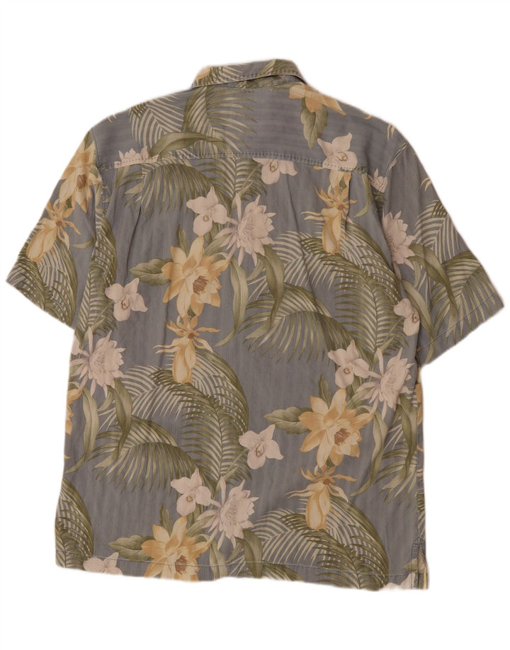 Camisa Tommy Bahama Hombre Manga Corta Algodón Floral Gris Medio