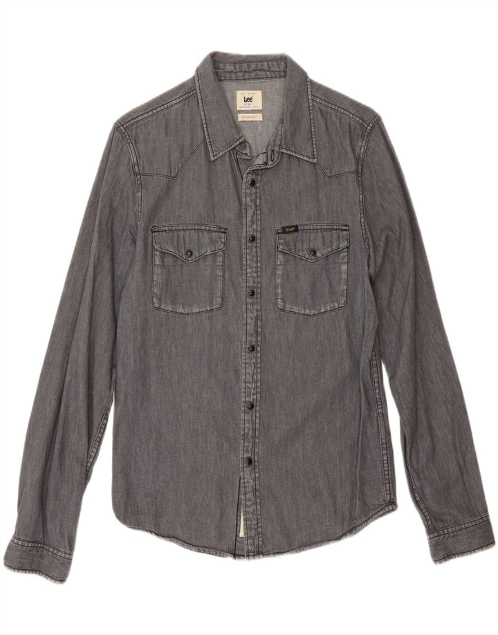 Lee Camisa Vaquera Occidental para Hombre Algodón Gris Pequeño