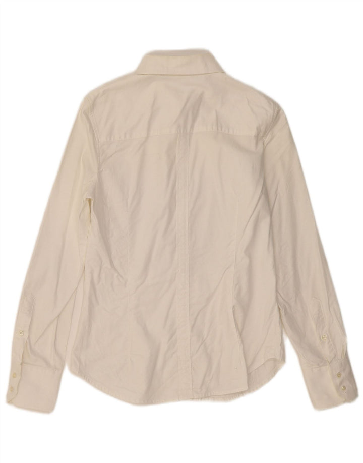 ZARA Camisa Mujer UK 40 Mediano Off White Algodón