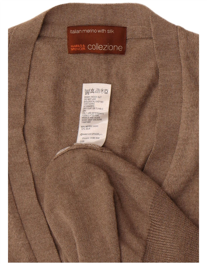 Marks & Spencer - Cárdigan sin mangas para hombre, talla grande, lana marrón