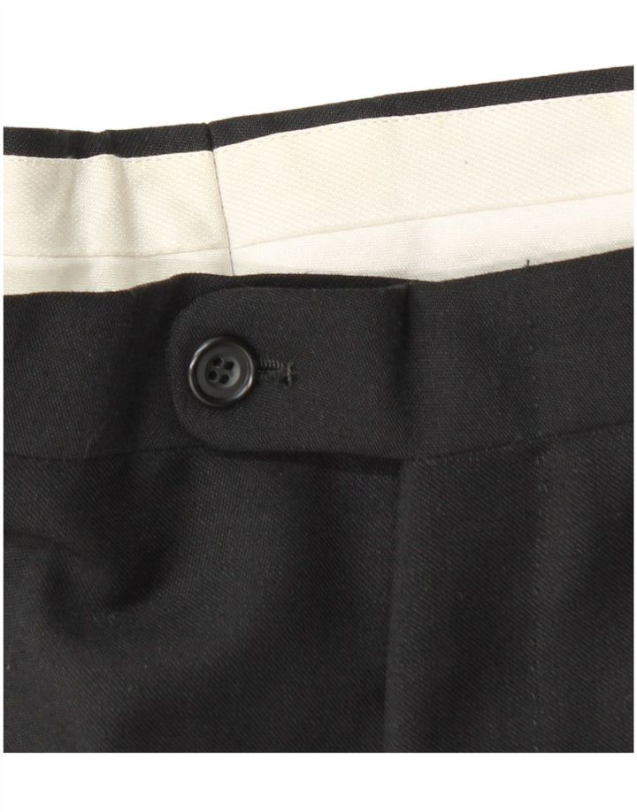 VINTAGE Mens Straight Suit Trousers W36 L31 Black