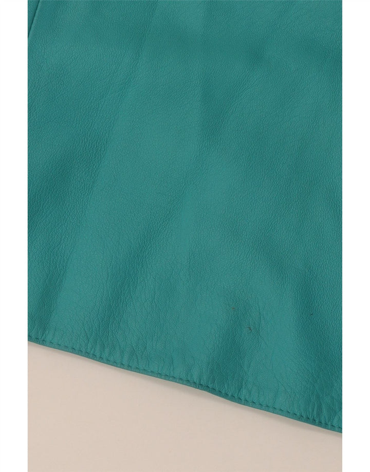 Falda de cuero vintage para mujer IT 44 Medio W28 Cuero turquesa