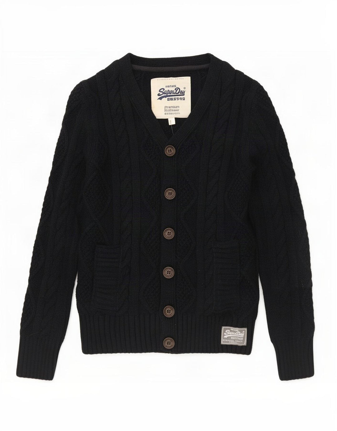 Superdry Suéter tipo cárdigan para hombre Poliéster moteado en azul marino mediano