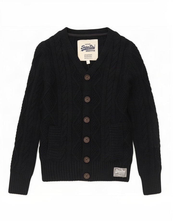 Superdry Suéter tipo cárdigan para hombre Poliéster moteado en azul marino mediano
