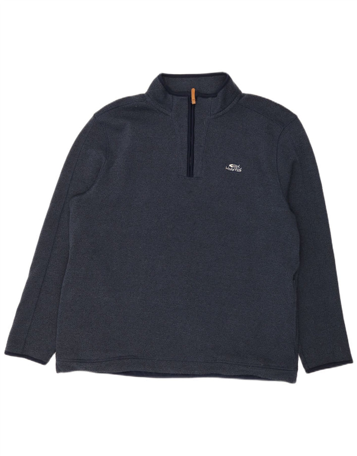 Weird Fish Sudadera con cuello y cremallera para hombre Jersey 2XL Azul marino Poliéster