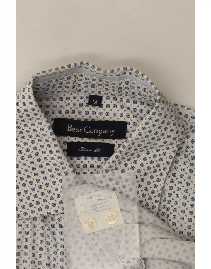 Camisa ajustada de hombre Best Company de algodón con lunares blancos medianos
