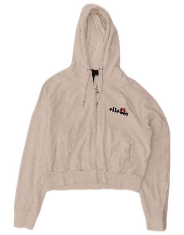 Ellesse Suéter con capucha y cremallera de terciopelo extragrande para mujer UK 10 Small White
