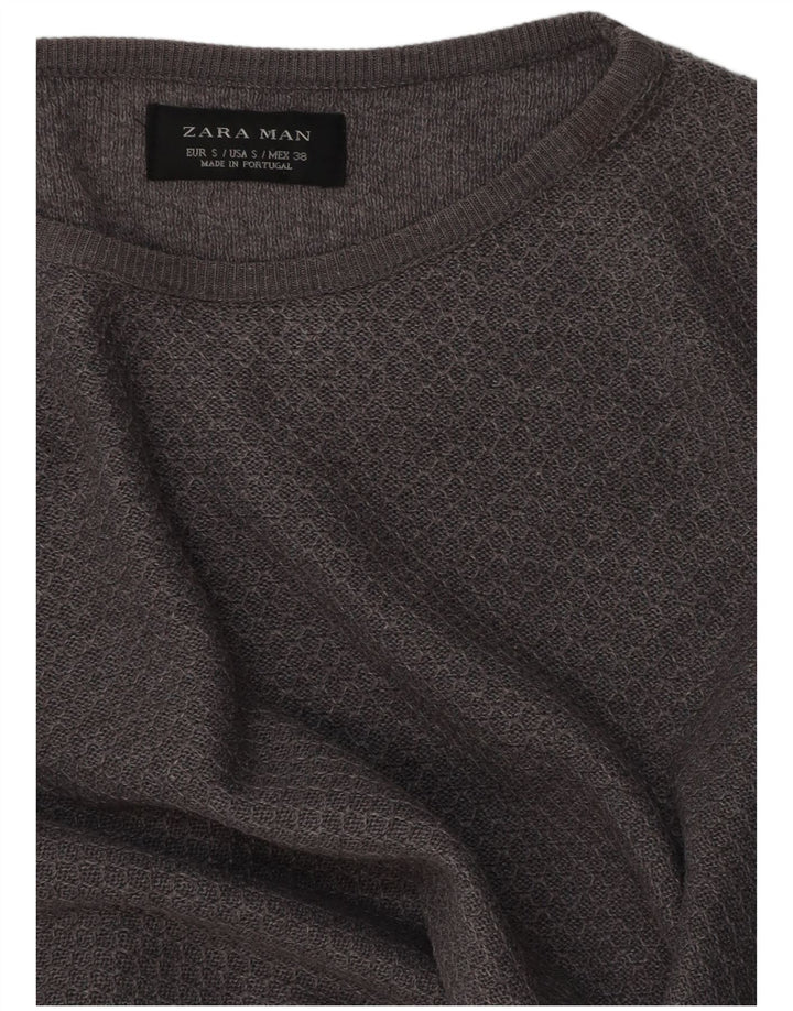 Zara Hombre Jersey Con Cuello Barco Jersey Pequeño Gris