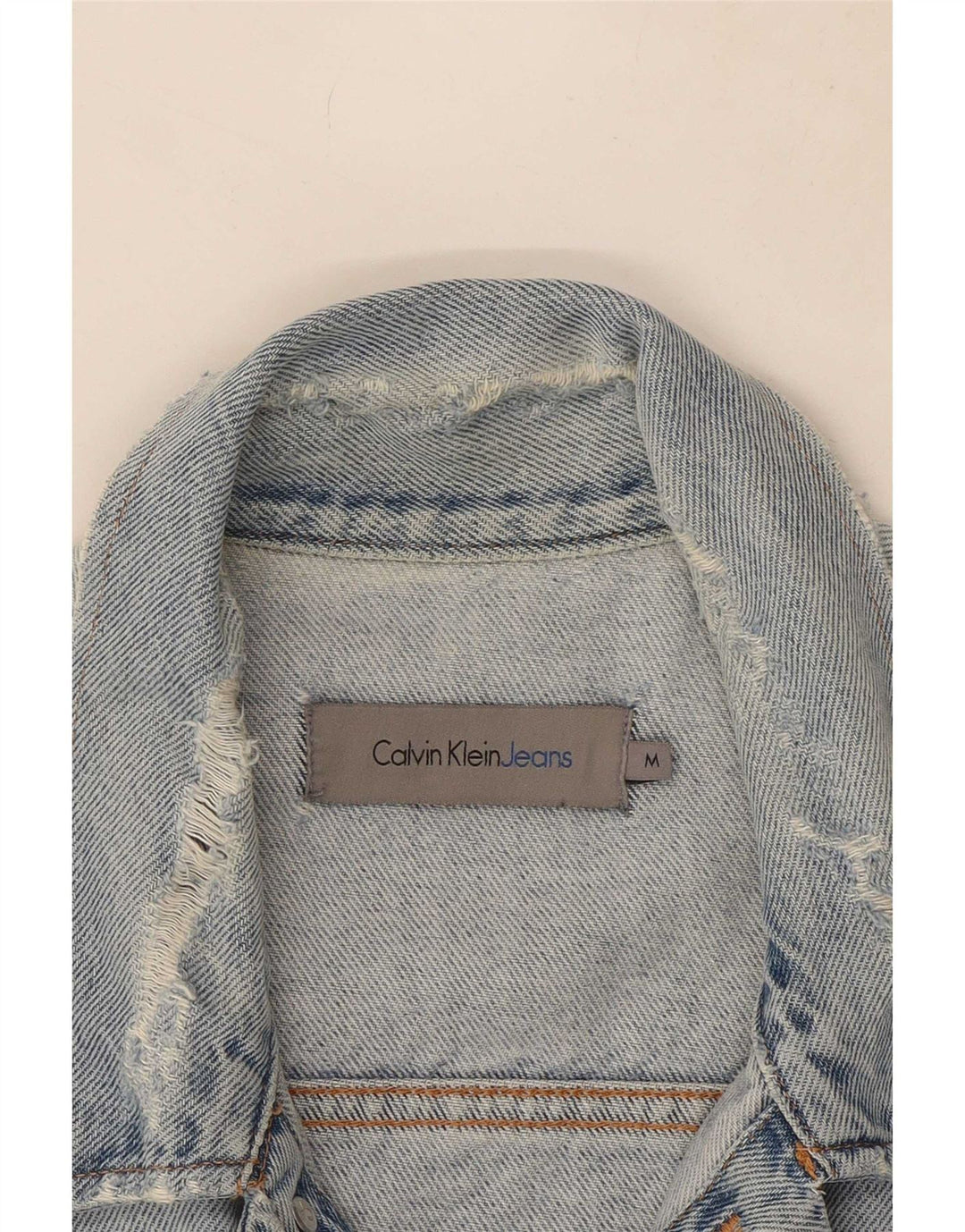 Calvin Klein Jeans Chaqueta vaquera desgastada para hombre UK 38 Algodón azul medio
