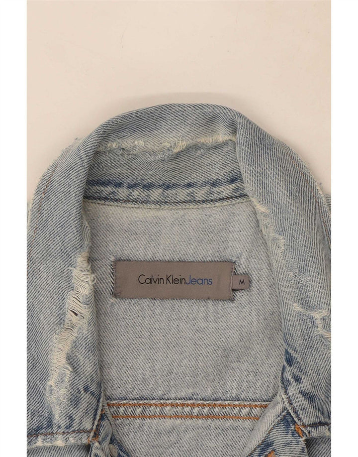 Calvin Klein Jeans Chaqueta vaquera desgastada para hombre UK 38 Algodón azul medio