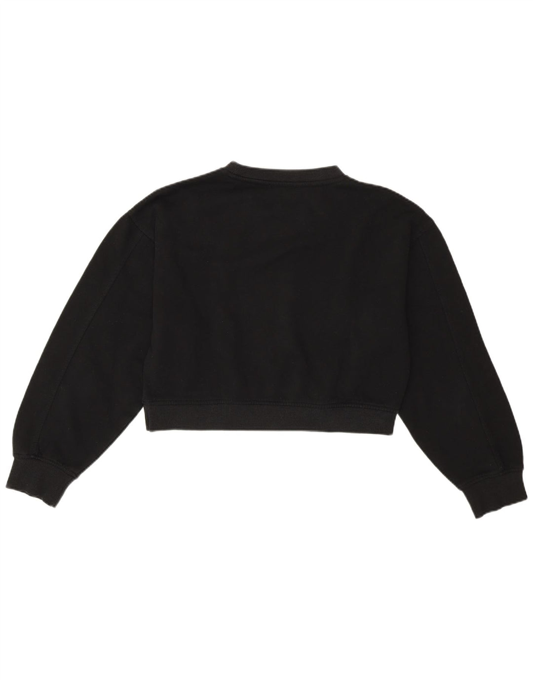 Zara Mujer Crop Oversize Sudadera Jumper UK 10 Small Negro Algodón