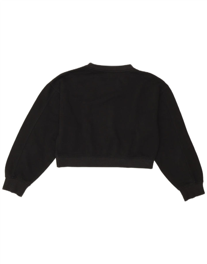 Zara Mujer Crop Oversize Sudadera Jumper UK 10 Small Negro Algodón