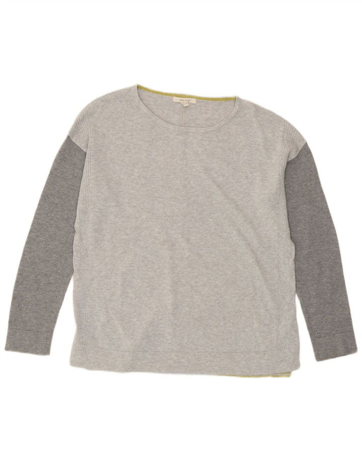 White Stuff Top extragrande para mujer, manga larga, talla 40, talla pequeña, color gris