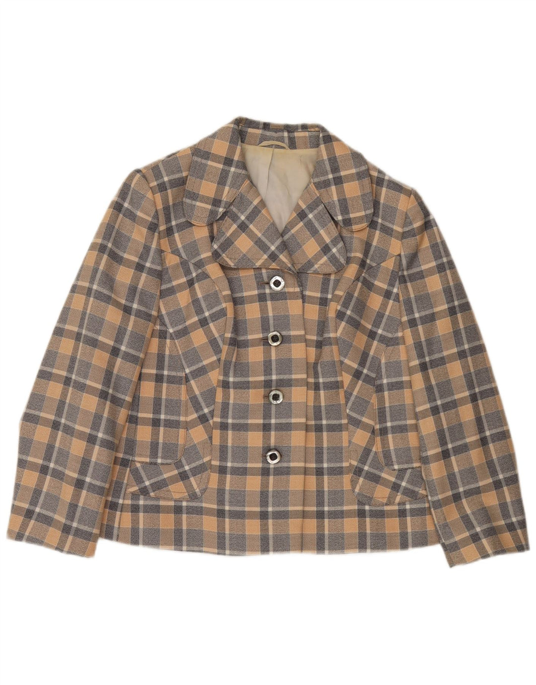 Trevira Chaqueta tipo blazer de 4 botones para mujer UK 40 Mediana Cuadros multicolores