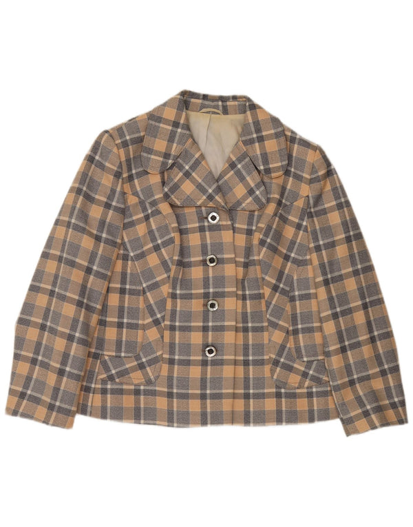 Trevira Chaqueta tipo blazer de 4 botones para mujer UK 40 Mediana Cuadros multicolores