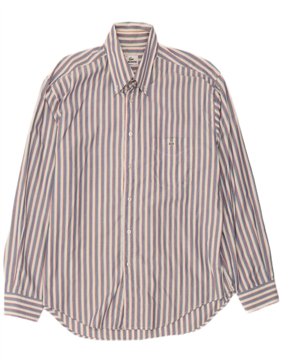 Camisa Lacoste Hombre Talla 42 Grande Gris Rayas