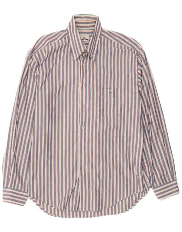 Camisa Lacoste Hombre Talla 42 Grande Gris Rayas