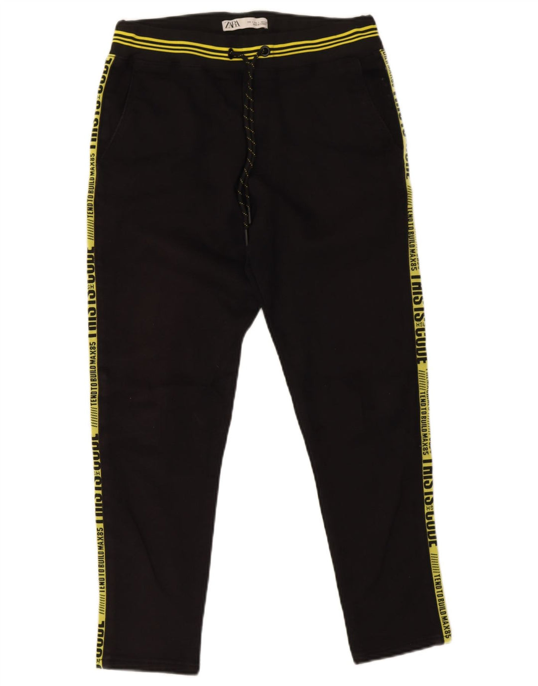 Zara Hombre Pantalones De Chándal Gráfico Pequeño Poliéster Negro