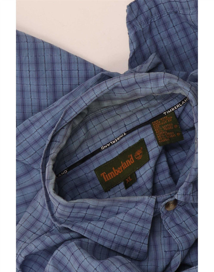 Timberland Camisa Manga Corta Hombre XL Azul Cuadros Algodón