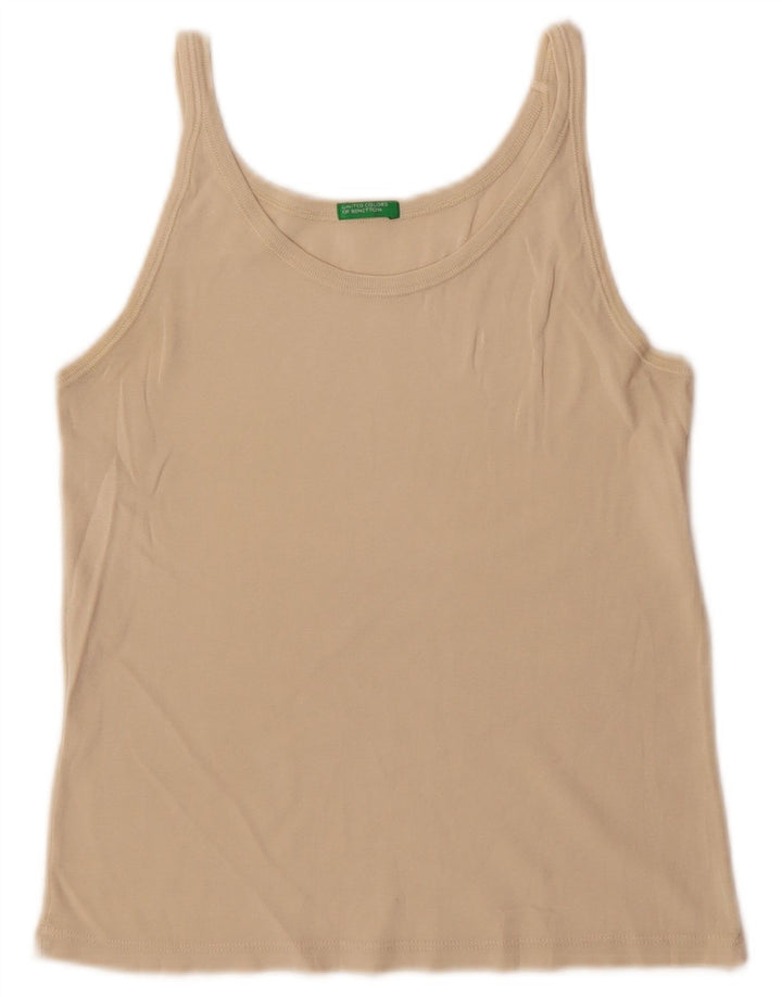 Benetton Top Camisola Mujer ES 40 Pequeño Algodón Beige