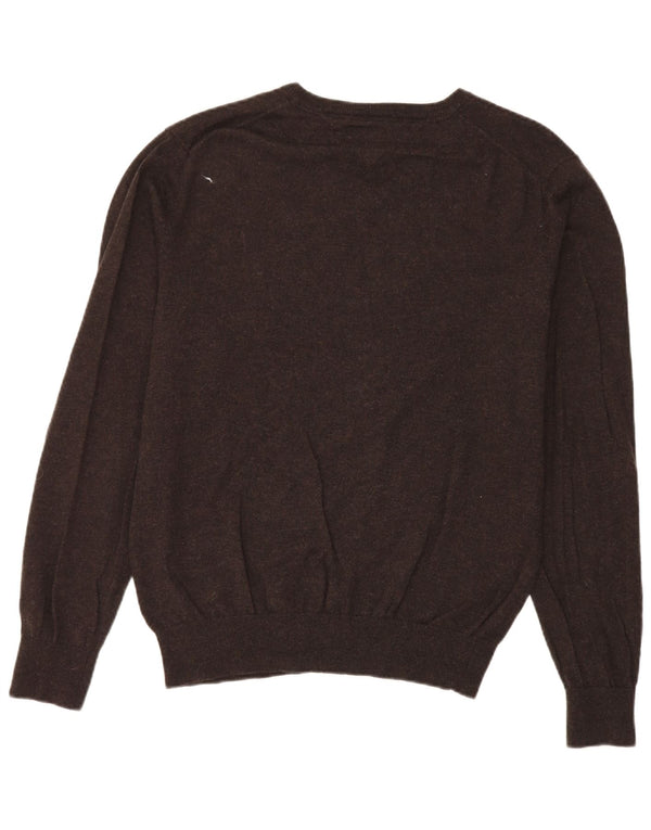 Tommy Hilfiger Jersey con Cuello en V para Hombre XL Lana de Cordero marrón