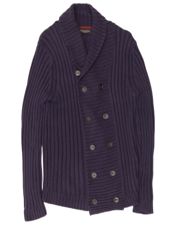 GUESS Suéter tipo cárdigan para mujer UK 40 Grande Algodón azul marino