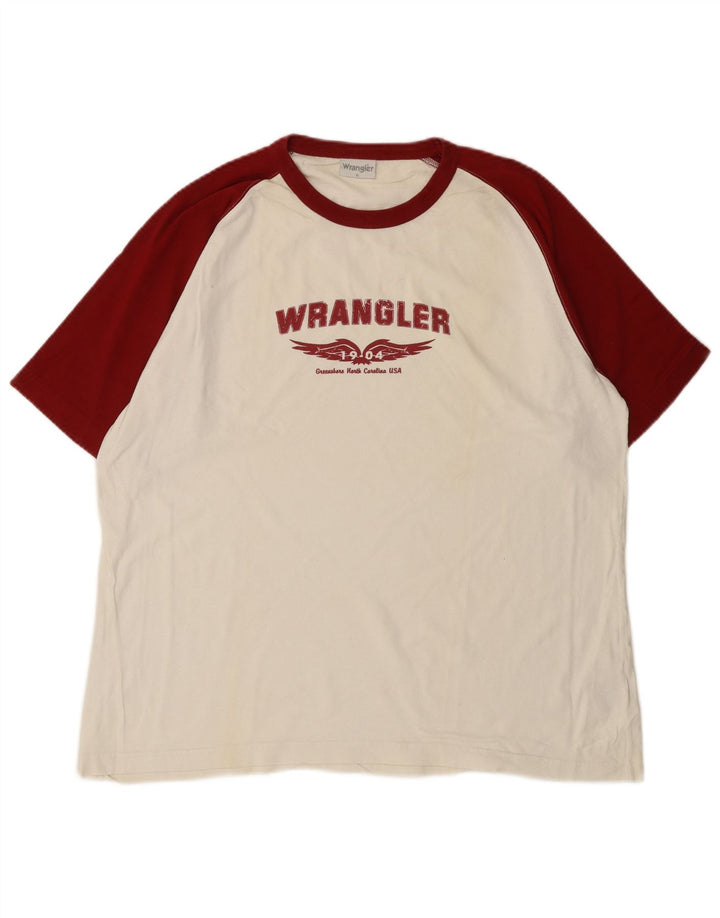 WRANGLER Camiseta gráfica para hombre Top XL Blanco Colorblock Algodón