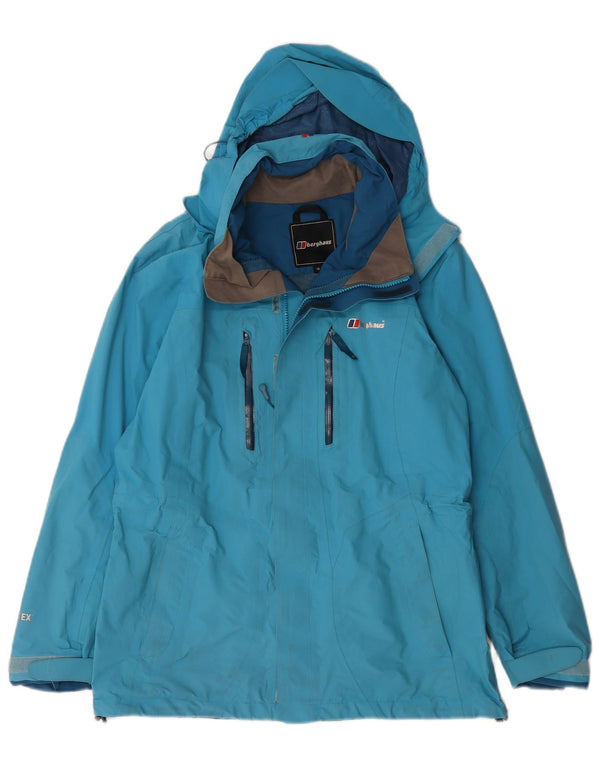 Berghaus Chaqueta impermeable extragrande con capucha para mujer UK 10 Small Blue Nylon