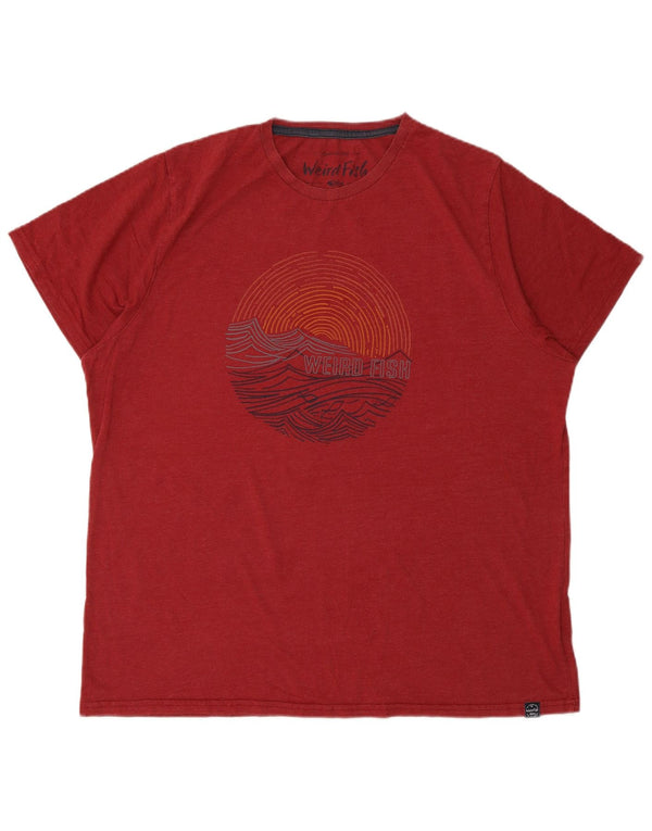 WEIRD FISH Camiseta gráfica para hombre Top 2XL Algodón rojo