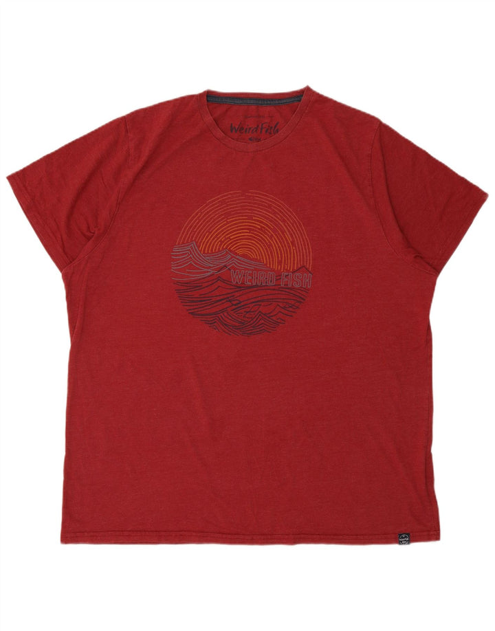 WEIRD FISH Camiseta gráfica para hombre Top 2XL Algodón rojo
