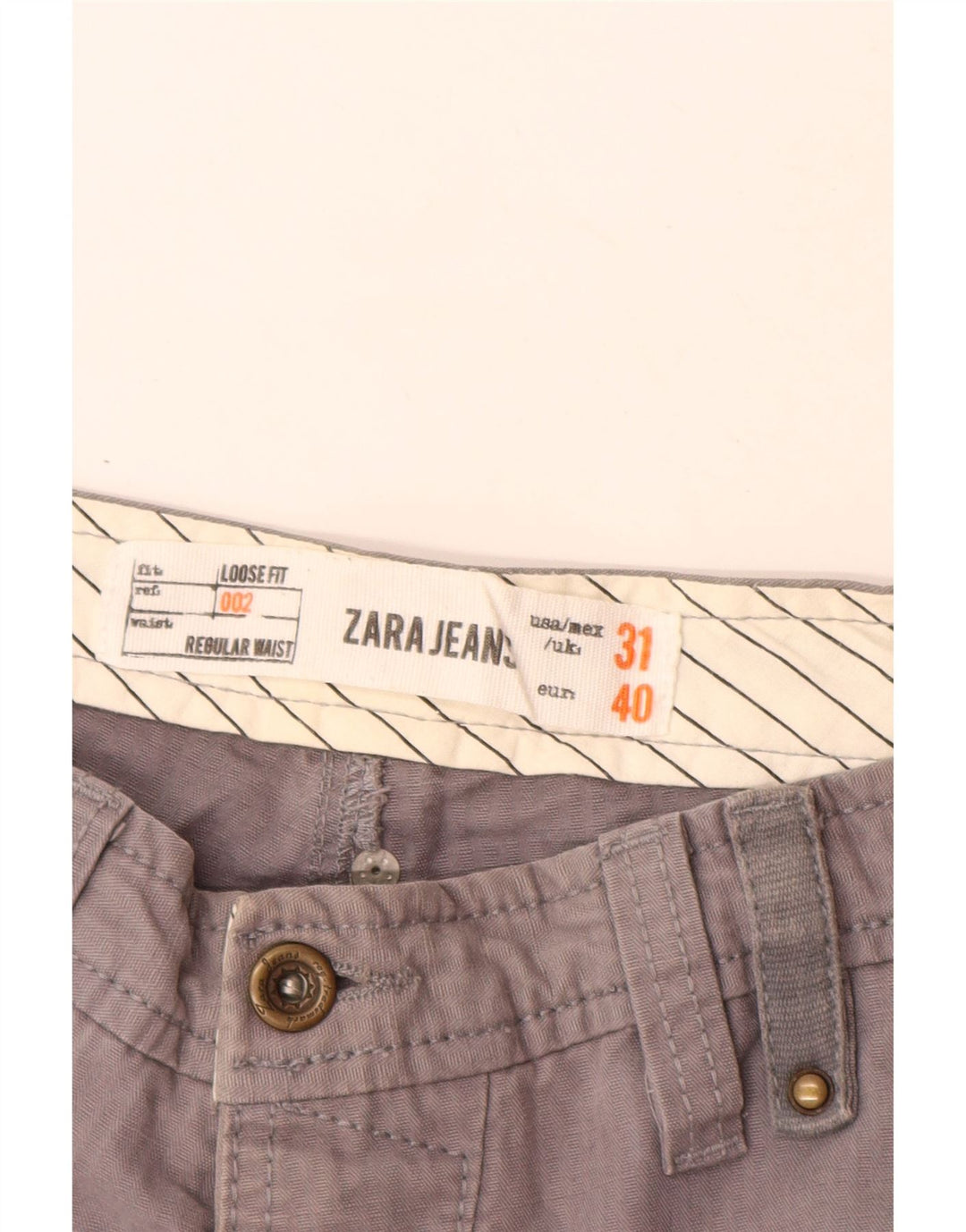 Zara Hombre Pantalones Cargo Rectos EU 40 Medium W31 L31 Gris