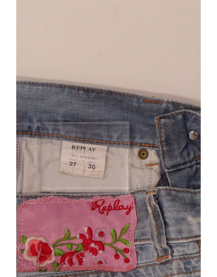 Shorts Vaqueros Mujer Replay W27 Small Azul Algodón