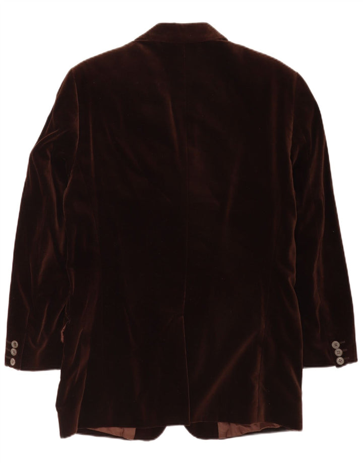 Vintage hombres terciopelo 3 botones Blazer chaqueta IT 46 pequeño marrón algodón clásico