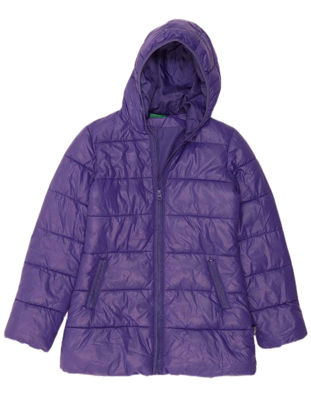 BENETTON Chaqueta Acolchada con Capucha Niña 11-12 Años 2XL Morado Poliéster