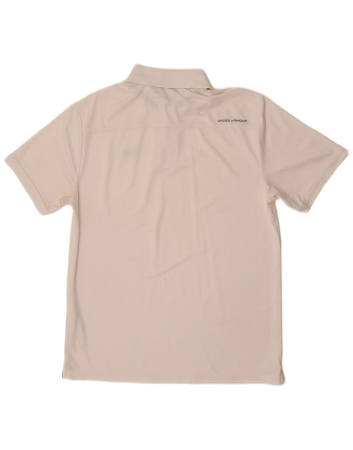 Under Armour Polo Heat Gear para hombre, poliéster blanco grande