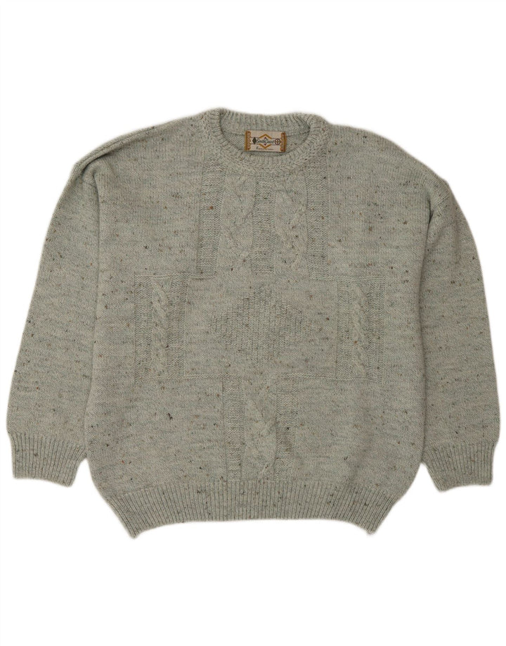 Suéter tipo jersey con cuello redondo para hombre de South Coast IT 52 Large Grey Moteado