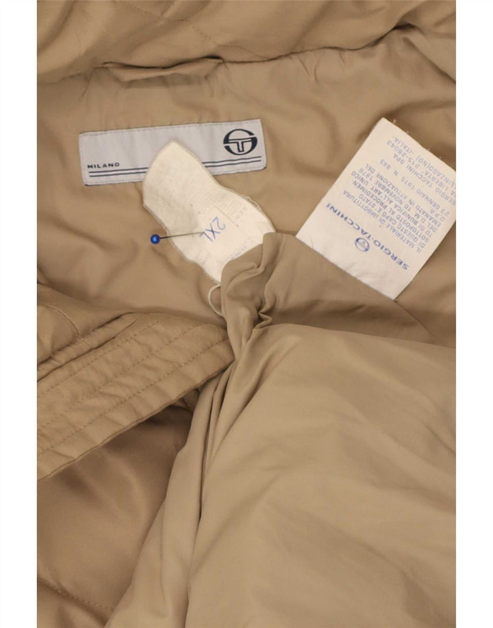 Sergio Tacchini Chaqueta acolchada con capucha para hombre UK 44 2XL Poliéster beige